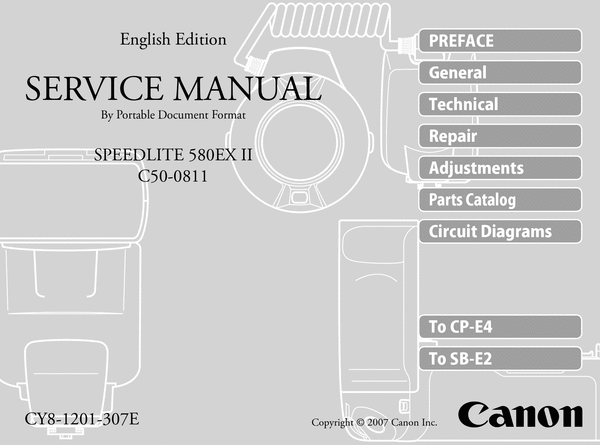 Product picture Canon Speedlite 580 EX II Service Manual